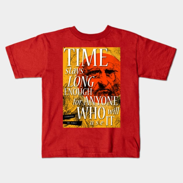 Leonardo da Vinci Inspirational Quote Kids T-Shirt by pahleeloola